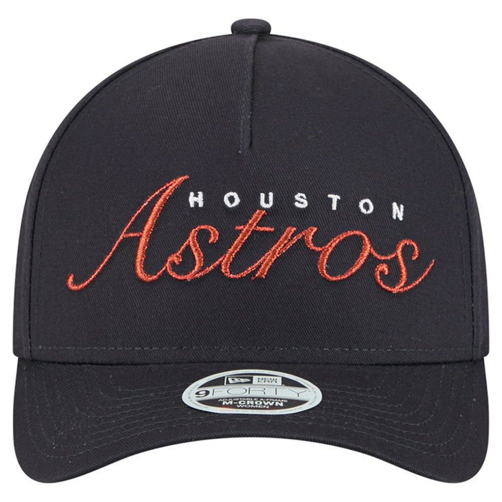 Houston Astros New Era Women's Metallic A-Frame 9FORTY Adjustable Hat - Navy Hats
