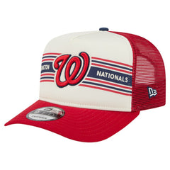 Washington Nationals New Era Banner A-Frame 9FIFTY Trucker Snapback Hat - Cream/Red Hats