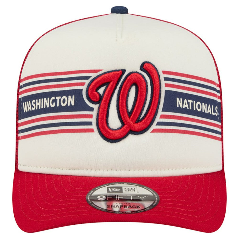 Washington Nationals New Era Banner A-Frame 9FIFTY Trucker Snapback Hat - Cream/Red Hats