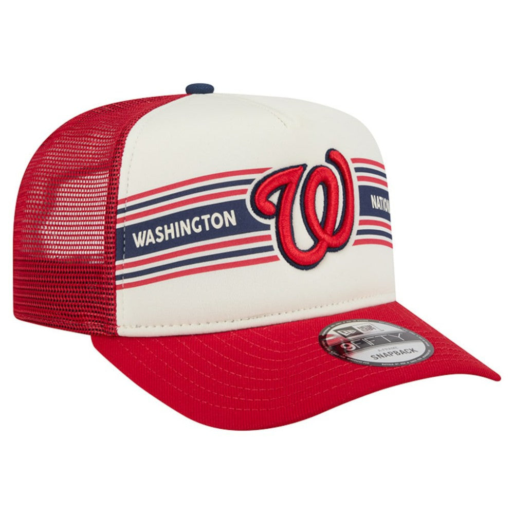 Washington Nationals New Era Banner A-Frame 9FIFTY Trucker Snapback Hat - Cream/Red Hats