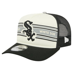 Chicago White Sox New Era Banner A-Frame 9FIFTY Trucker Snapback Hat - Cream/Black Hats
