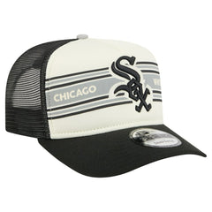 Chicago White Sox New Era Banner A-Frame 9FIFTY Trucker Snapback Hat - Cream/Black Hats