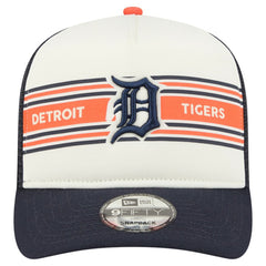 Detroit Tigers New Era Banner A-Frame 9FIFTY Trucker Snapback Hat - Cream/Navy Hats