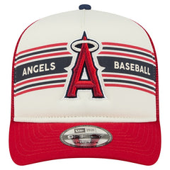 Los Angeles Angels New Era Banner A-Frame 9FIFTY Trucker Snapback Hat - Cream/Red Hats