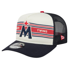 Minnesota Twins New Era Banner A-Frame 9FIFTY Trucker Snapback Hat - Cream/Navy Hats