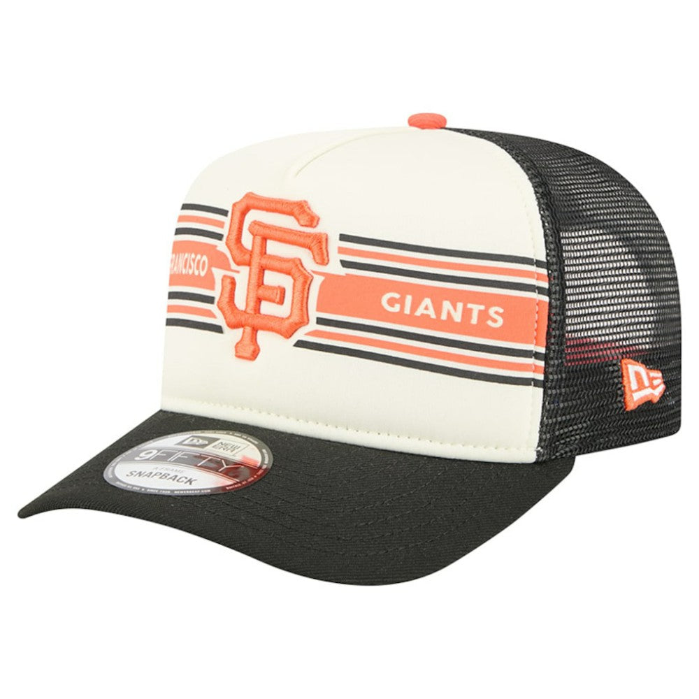 San Francisco Giants New Era Banner A-Frame 9FIFTY Trucker Snapback Hat - Cream/Black Hats