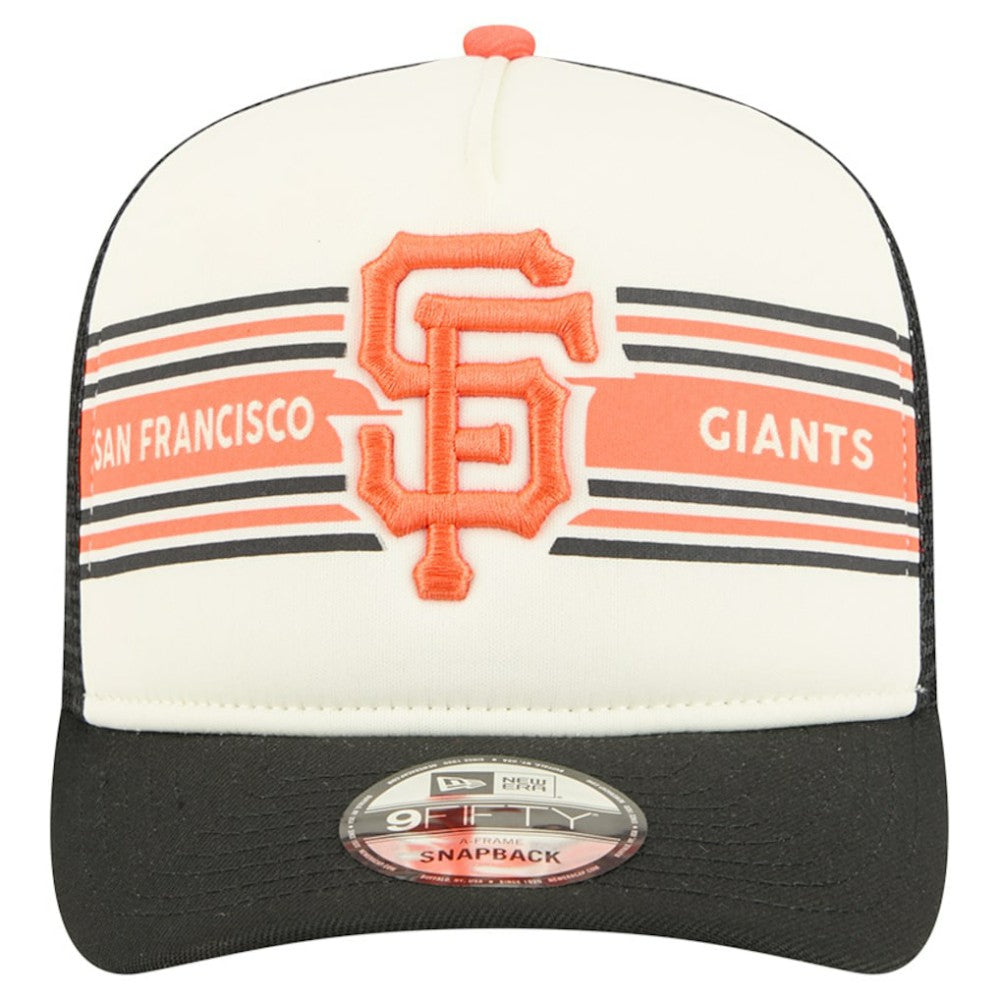 San Francisco Giants New Era Banner A-Frame 9FIFTY Trucker Snapback Hat - Cream/Black Hats