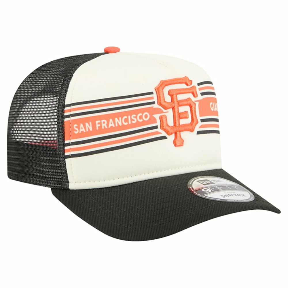 San Francisco Giants New Era Banner A-Frame 9FIFTY Trucker Snapback Hat - Cream/Black Hats