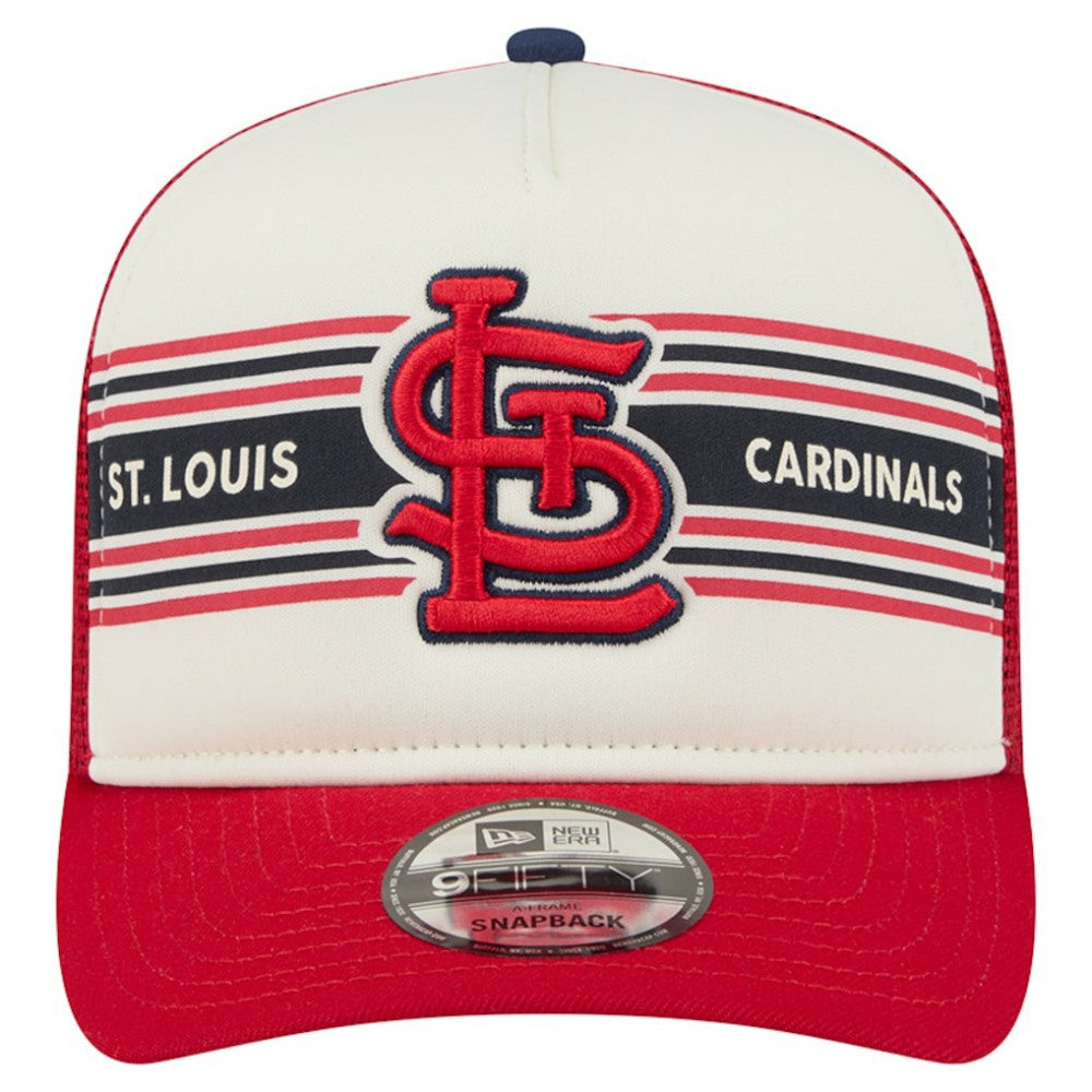 St. Louis Cardinals New Era Banner A-Frame 9FIFTY Trucker Snapback Hat - Cream/Red Hats