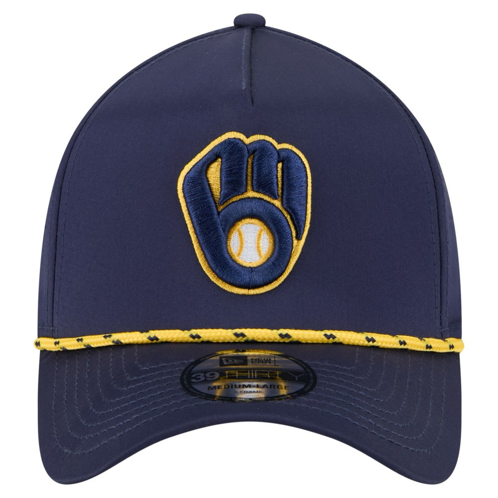 Milwaukee Brewers New Era 39THIRTY A-Frame Perforated Flex Hat - Navy Hats
