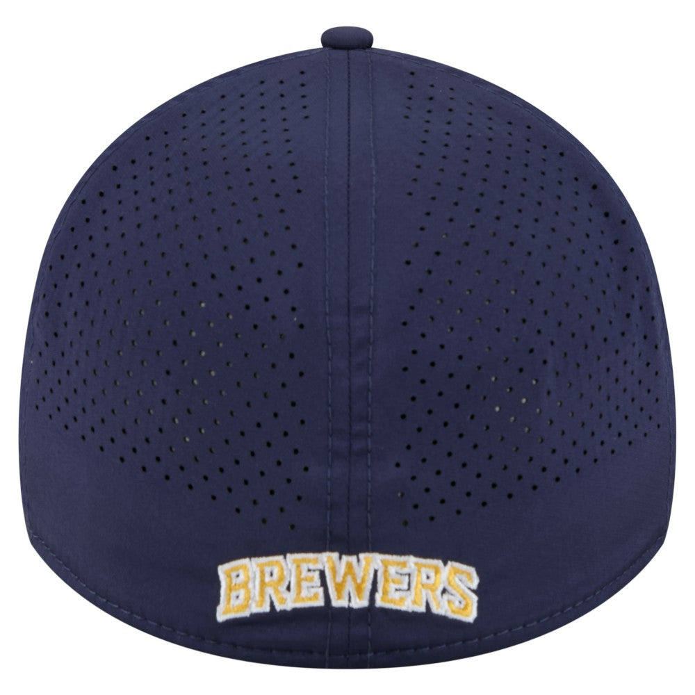 Milwaukee Brewers New Era 39THIRTY A-Frame Perforated Flex Hat - Navy Hats