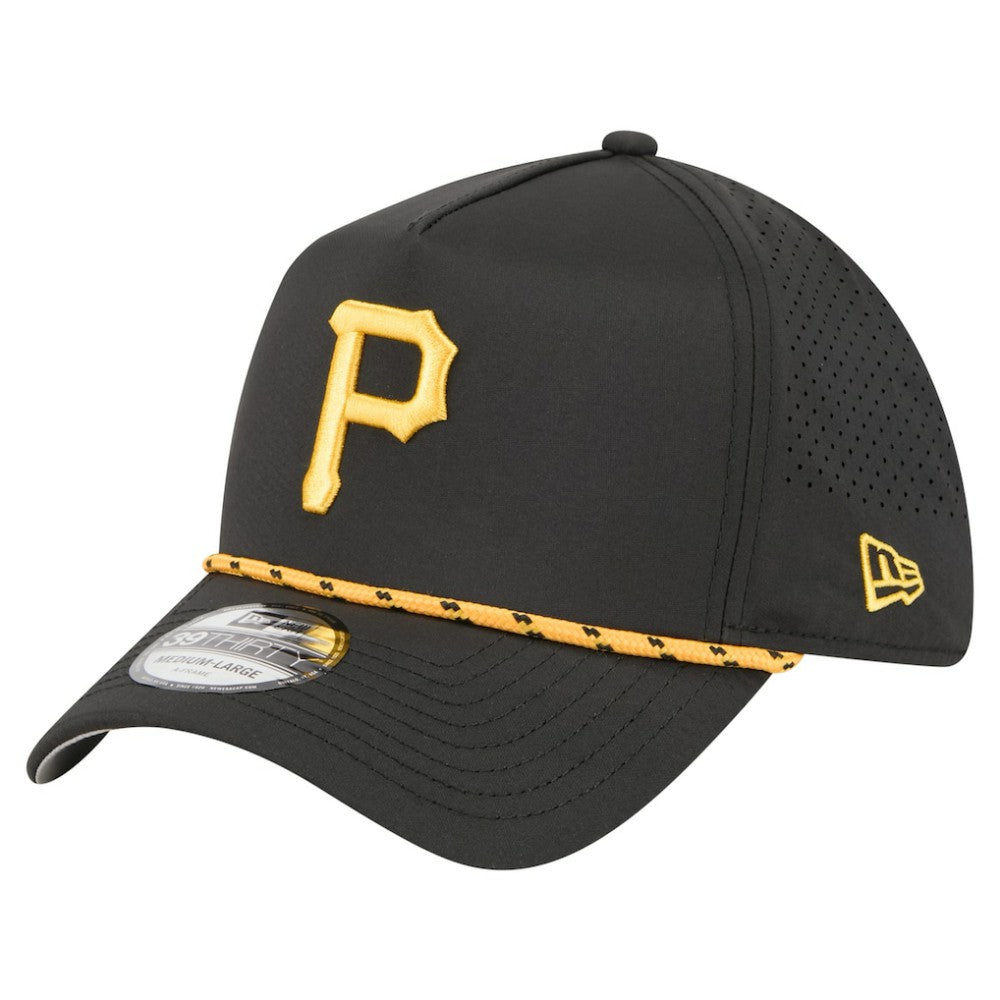 Pittsburgh Pirates New Era 39THIRTY A-Frame Perforated Flex Hat - Black Hats