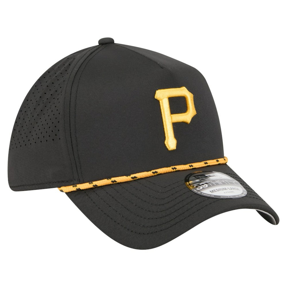 Pittsburgh Pirates New Era 39THIRTY A-Frame Perforated Flex Hat - Black Hats