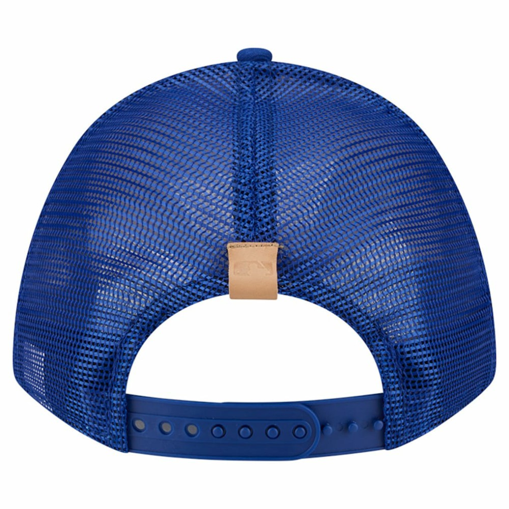 New York Mets New Era Text A-Frame Trucker 9FORTY Hat - Stone/Royal Hats