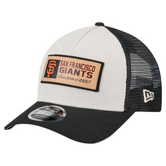 San Francisco Giants New Era Text A-Frame Trucker 9FORTY Hat - Stone/Black Hats
