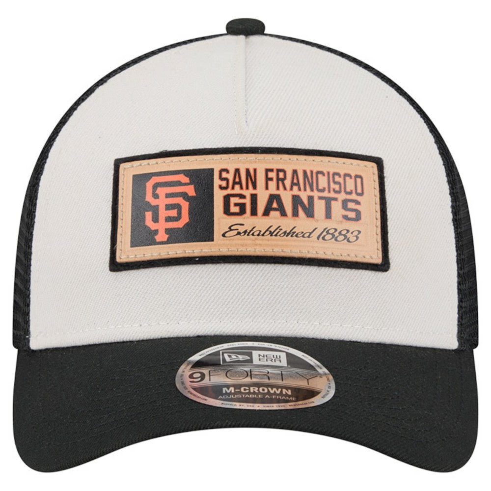 San Francisco Giants New Era Text A-Frame Trucker 9FORTY Hat - Stone/Black Hats