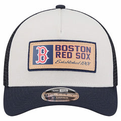 Boston Red Sox New Era Text A-Frame Trucker 9FORTY Hat - Stone/Navy Hats