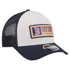 Boston Red Sox New Era Text A-Frame Trucker 9FORTY Hat - Stone/Navy Hats