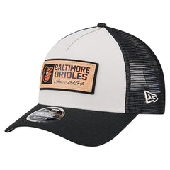 Baltimore Orioles New Era Text A-Frame Trucker 9FORTY Hat - Stone/Black Hats