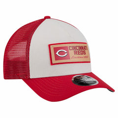Cincinnati Reds New Era Text A-Frame Trucker 9FORTY Hat - Stone/Red Hats