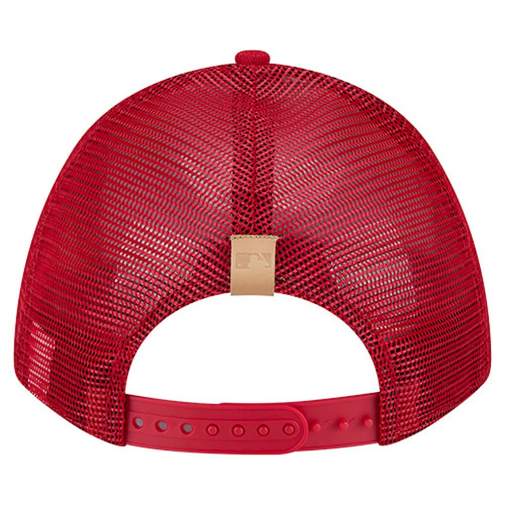 Cincinnati Reds New Era Text A-Frame Trucker 9FORTY Hat - Stone/Red Hats