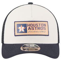 Houston Astros New Era Text A-Frame Trucker 9FORTY Hat - Stone/Navy Hats