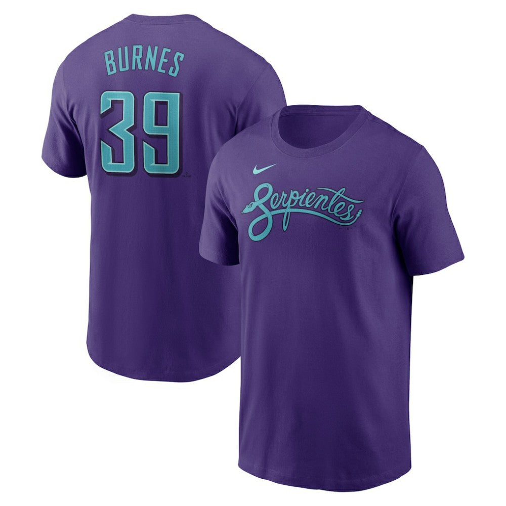 Corbin Burnes Arizona Diamondbacks Nike 2025 City Connect Fuse Name & Number T-Shirt - Purple T-shirts