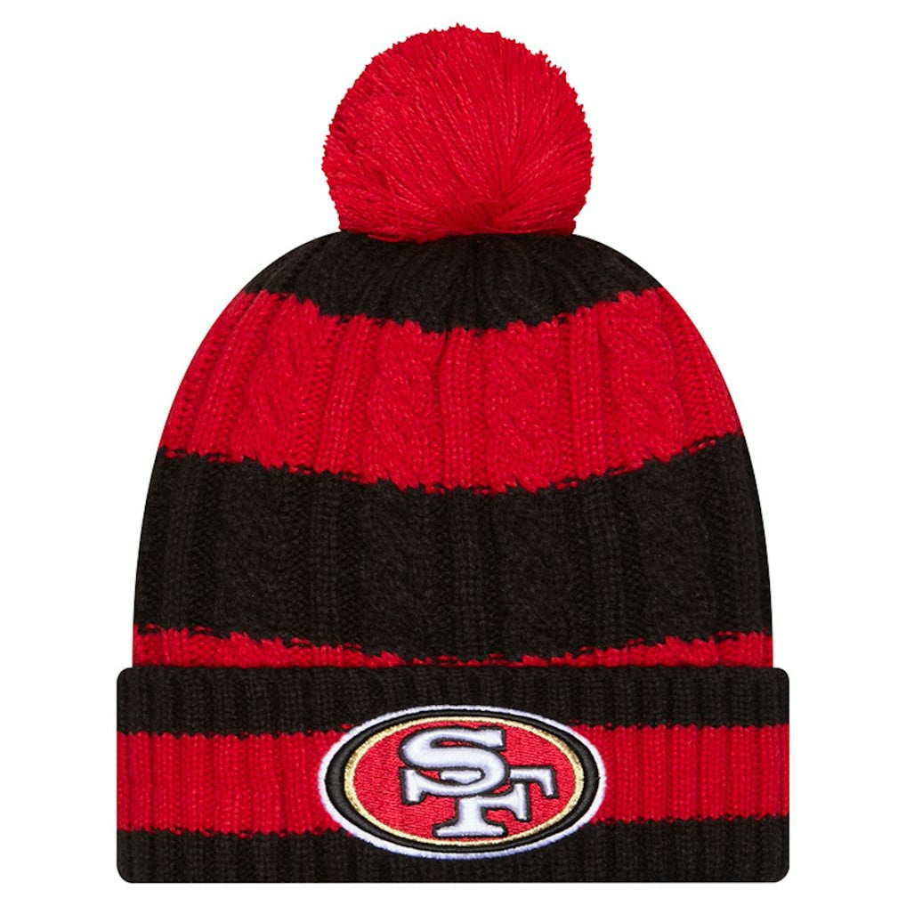 San Francisco 49ers New Era Women's Braided Cuffed Knit Hat with Pom Scarlet