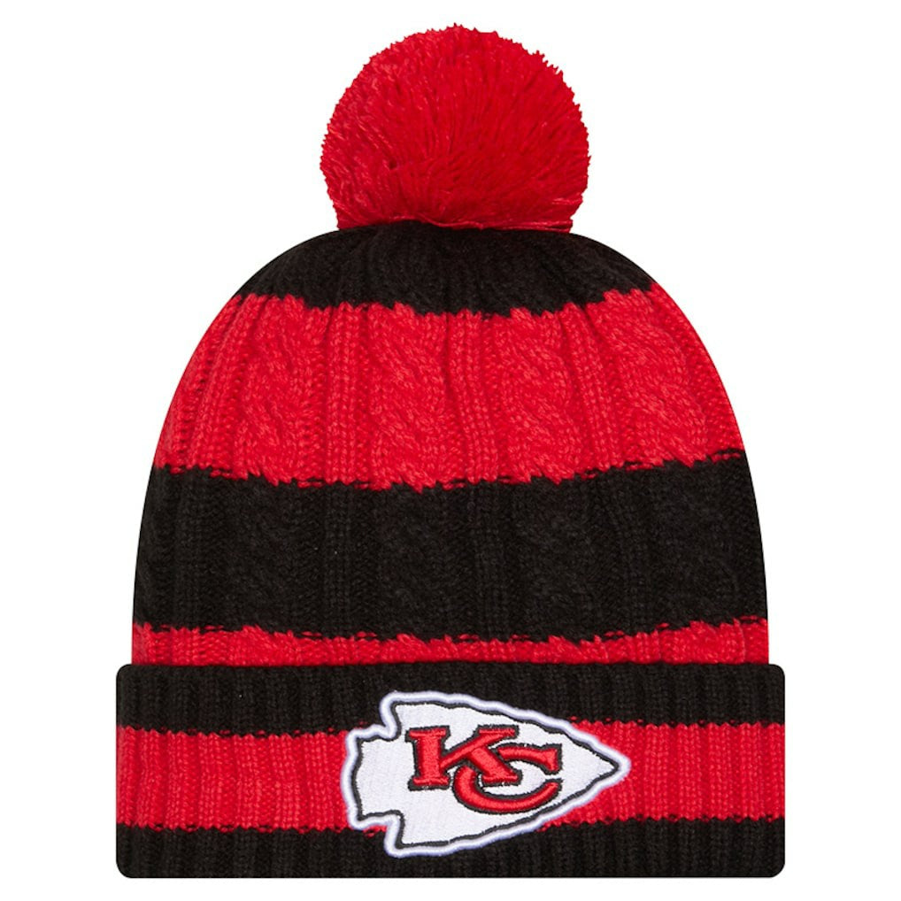 Kansas City Chiefs New Era Women's Braided Cuffed Knit Hat with Pom Red
