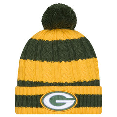 Green Bay Packers New Era Women's Braided Cuffed Knit Hat with Pom Green