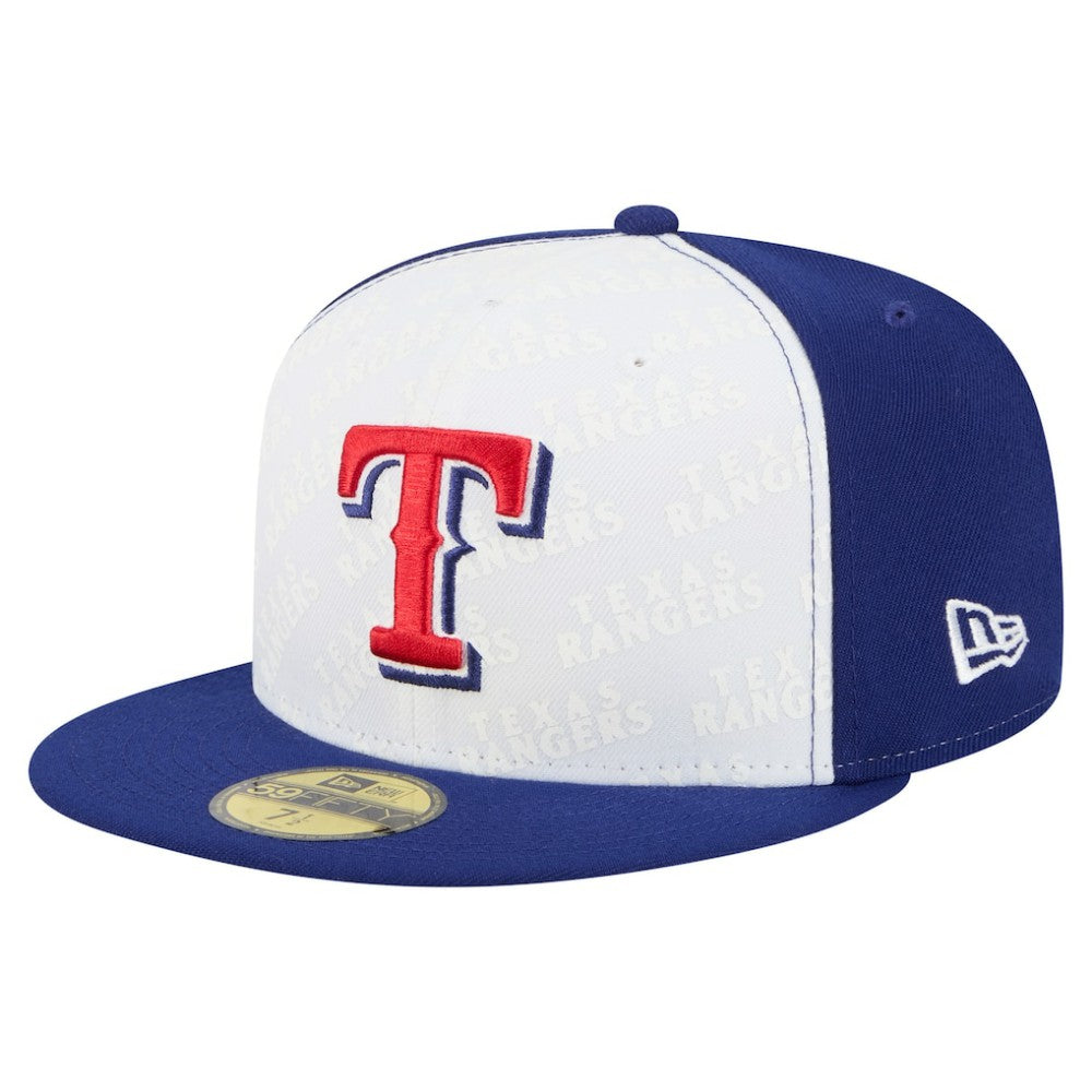 Texas Rangers New Era Repeat 59FIFTY Fitted Hat - White/Royal Hats