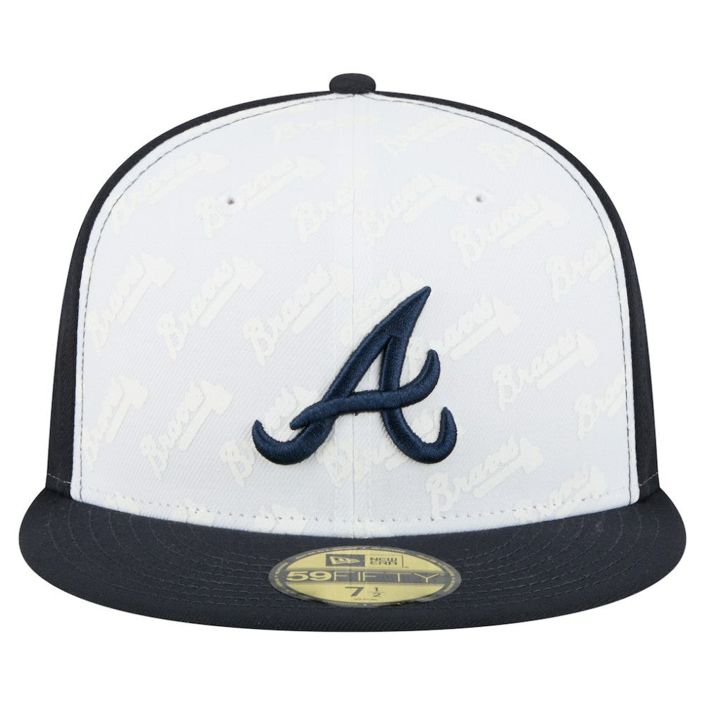 Atlanta Braves New Era Repeat 59FIFTY Fitted Hat - White/Navy Hats
