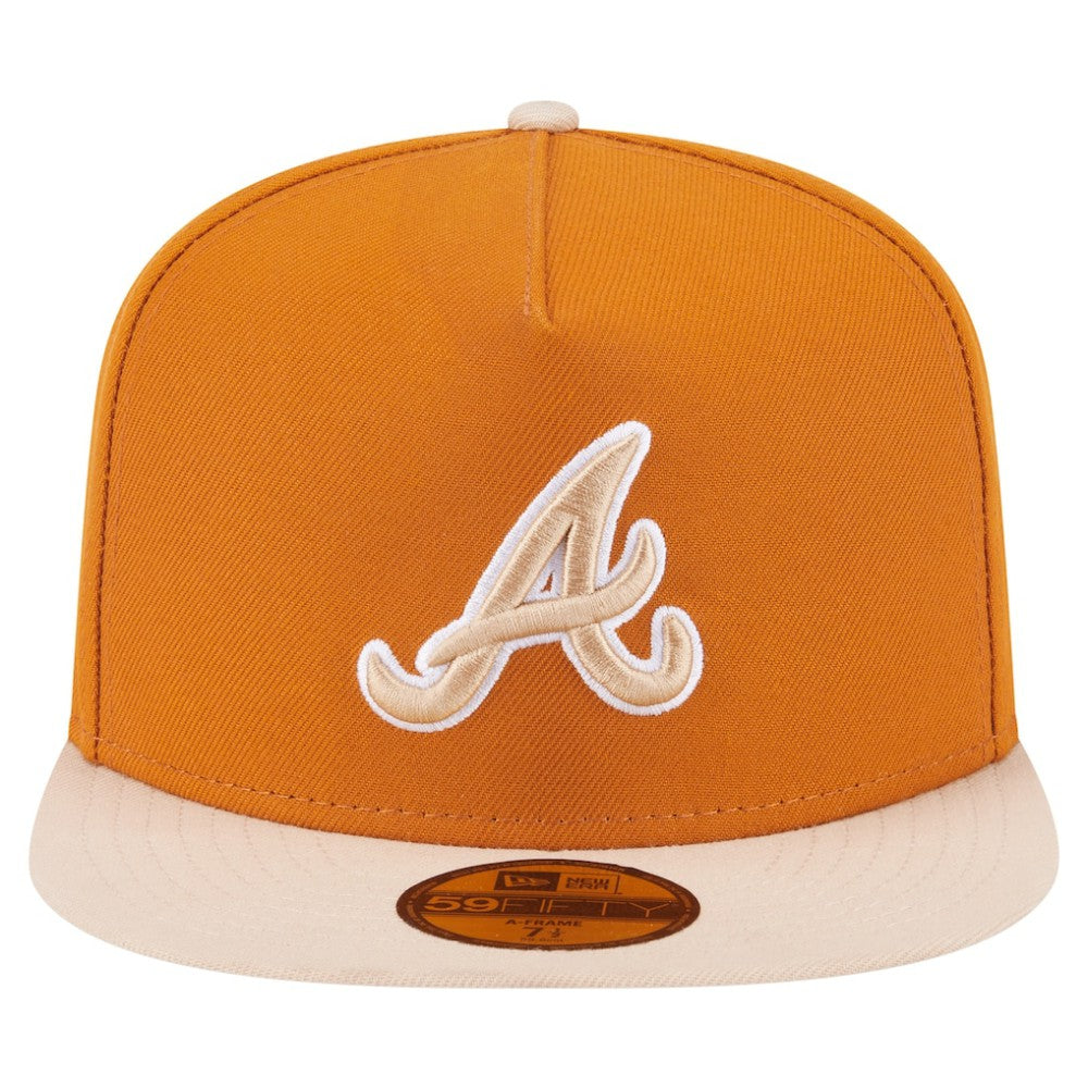 Atlanta Braves New Era Two-Tone Color Pack A-Frame 59FIFTY Fitted Hat - Orange/Light Beige Hats