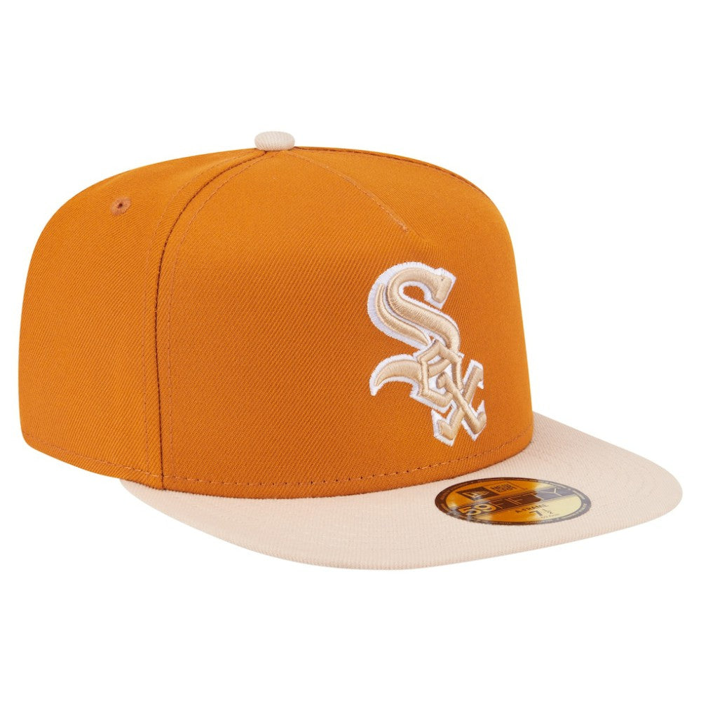 Chicago White Sox New Era Two-Tone Color Pack A-Frame 59FIFTY Fitted Hat - Orange/Light Beige Hats