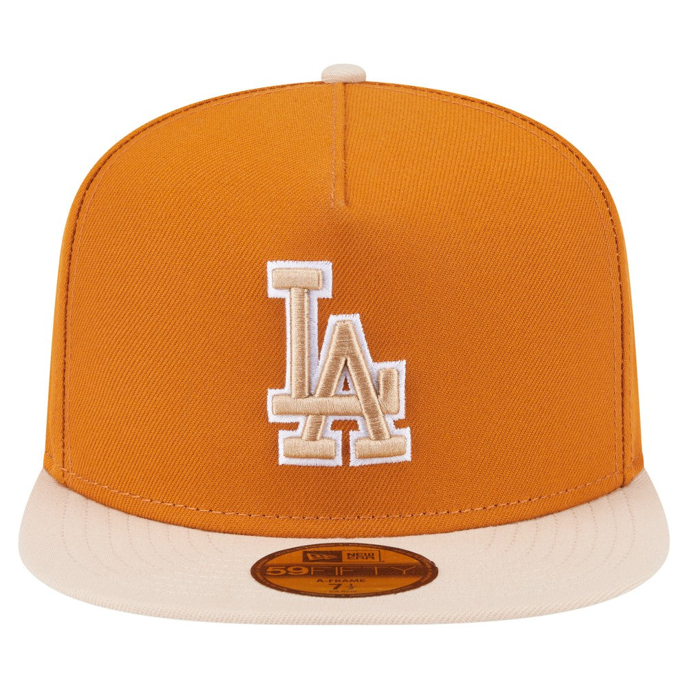 Los Angeles Dodgers New Era Two-Tone Color Pack A-Frame 59FIFTY Fitted Hat - Orange/Light Beige Hats