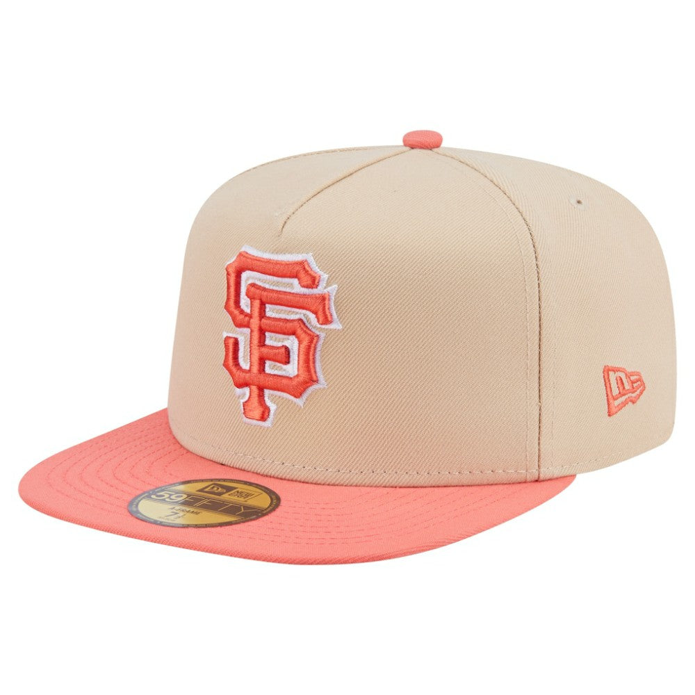 San Francisco Giants New Era Two-Tone Color Pack A-Frame 59FIFTY Fitted Hat - Light Beige/Coral Hats