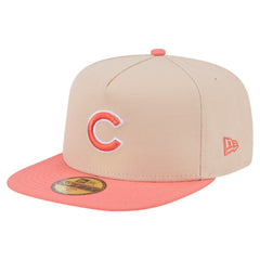 Chicago Cubs New Era Two-Tone Color Pack A-Frame 59FIFTY Fitted Hat - Light Beige/Coral Hats