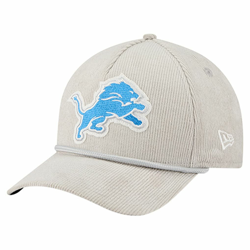 Detroit Lions New Era Cord Corduroy 9FORTY A-Frame Adjustable Hat Silver