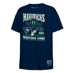 Dallas Mavericks Youth Retro Mascot Script T-Shirt Navy