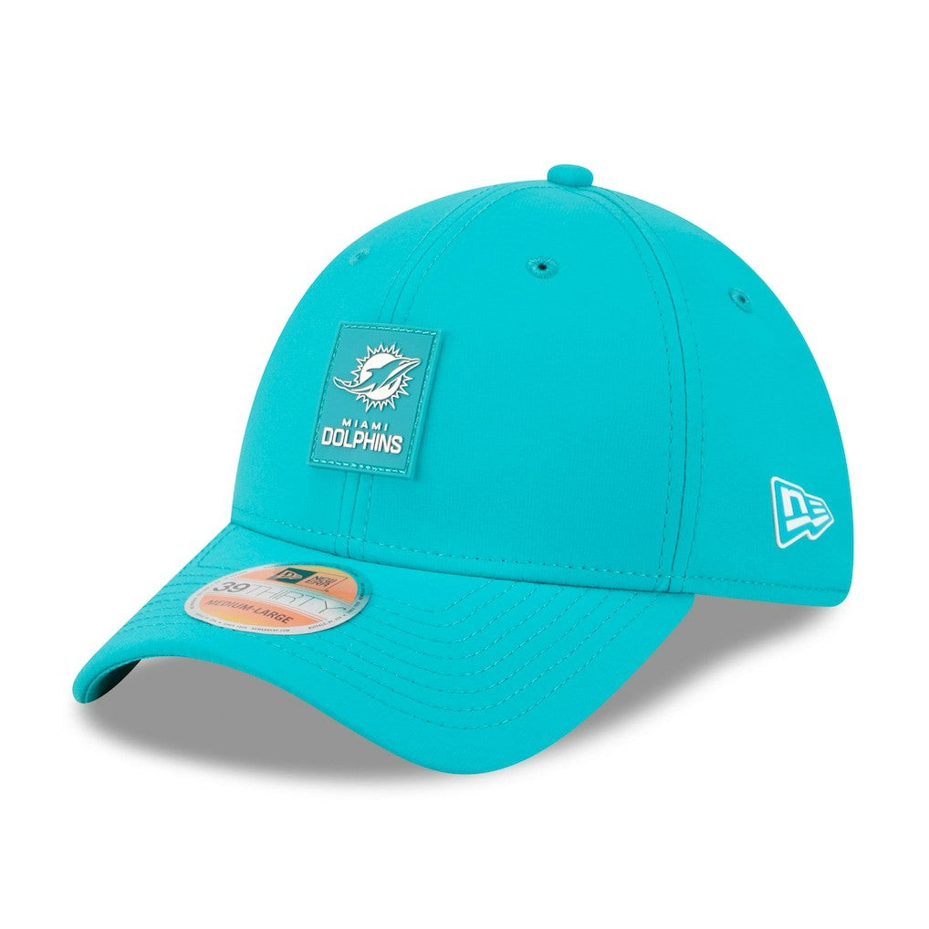 Miami Dolphins New Era 2025 Sideline 39THIRTY Flex Hat Aqua