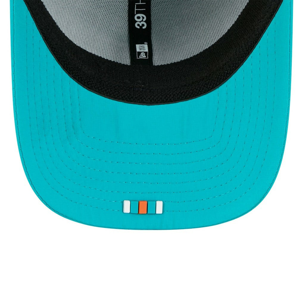 Miami Dolphins New Era 2025 Sideline 39THIRTY Flex Hat Aqua