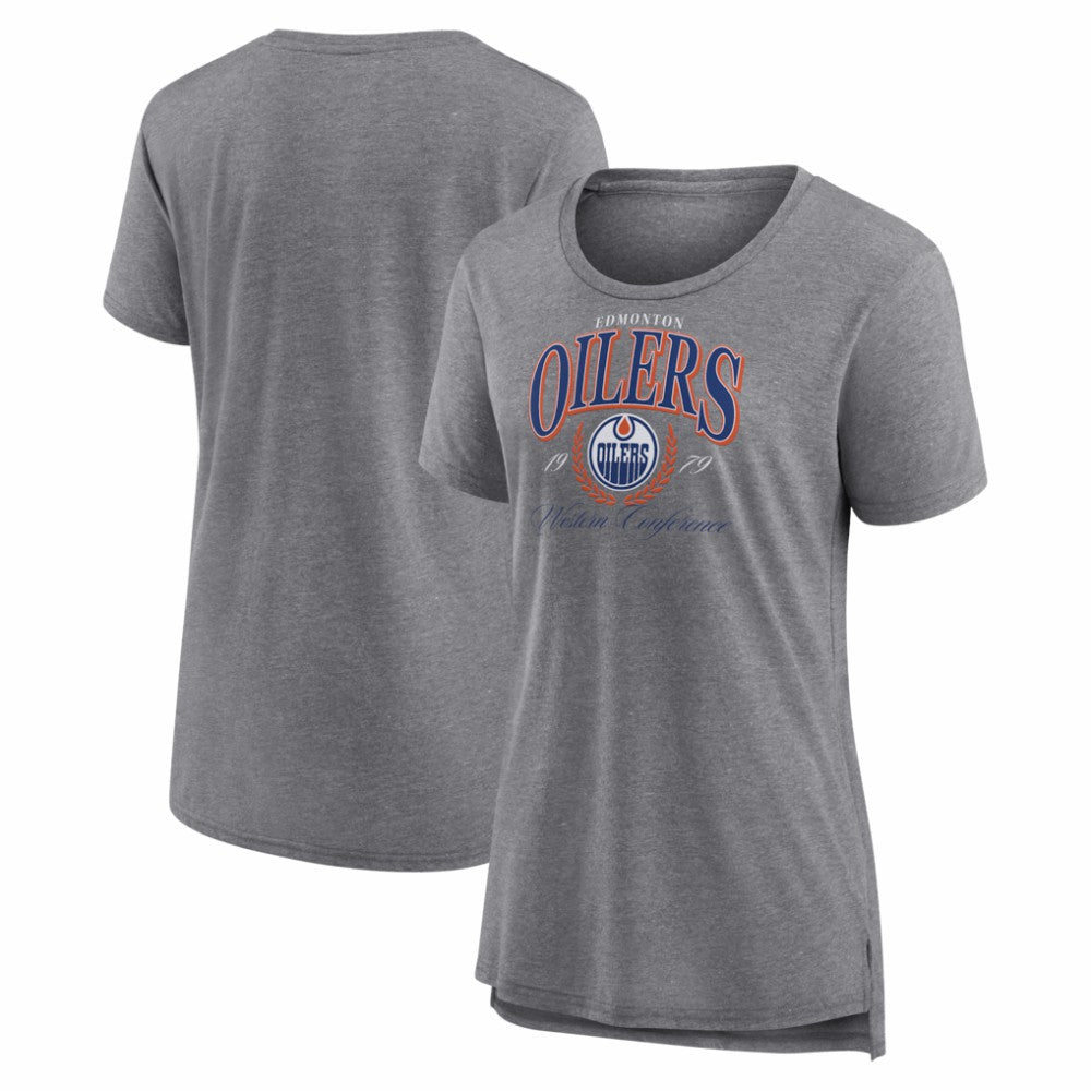 NHL Edmonton Oilers Women's Reign Supreme Tri-Blend T-Shirt - Gray