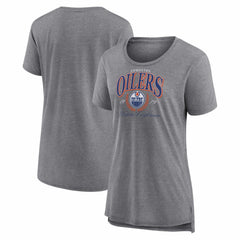 NHL Edmonton Oilers Women's Reign Supreme Tri-Blend T-Shirt - Gray