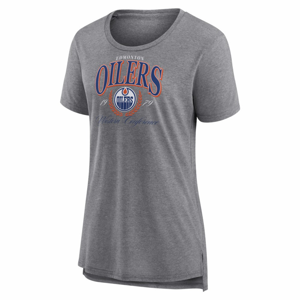 NHL Edmonton Oilers Women's Reign Supreme Tri-Blend T-Shirt - Gray
