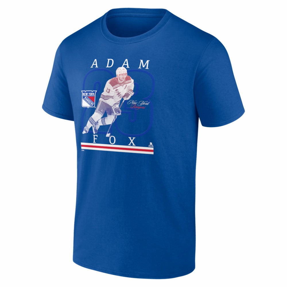 NHL Adam Fox New York Rangers Player Show T-Shirt - Blue