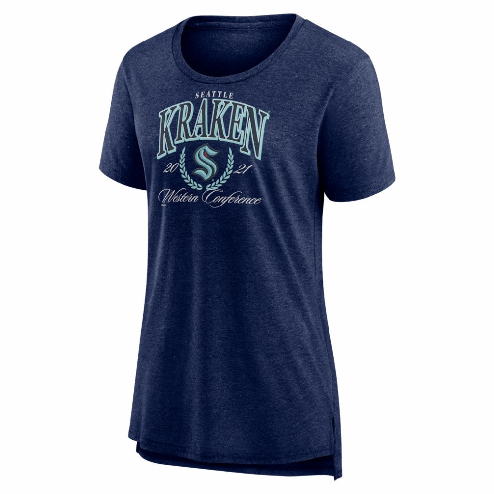 NHL Seattle Kraken Women's Reign Supreme Tri-Blend T-Shirt - Deep Sea Blue