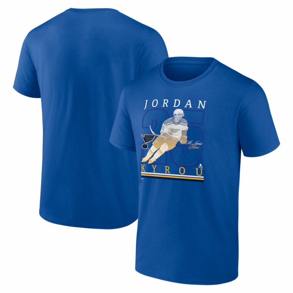 NHL Jordan Kyrou St. Louis Blues Player Show T-Shirt - Blue