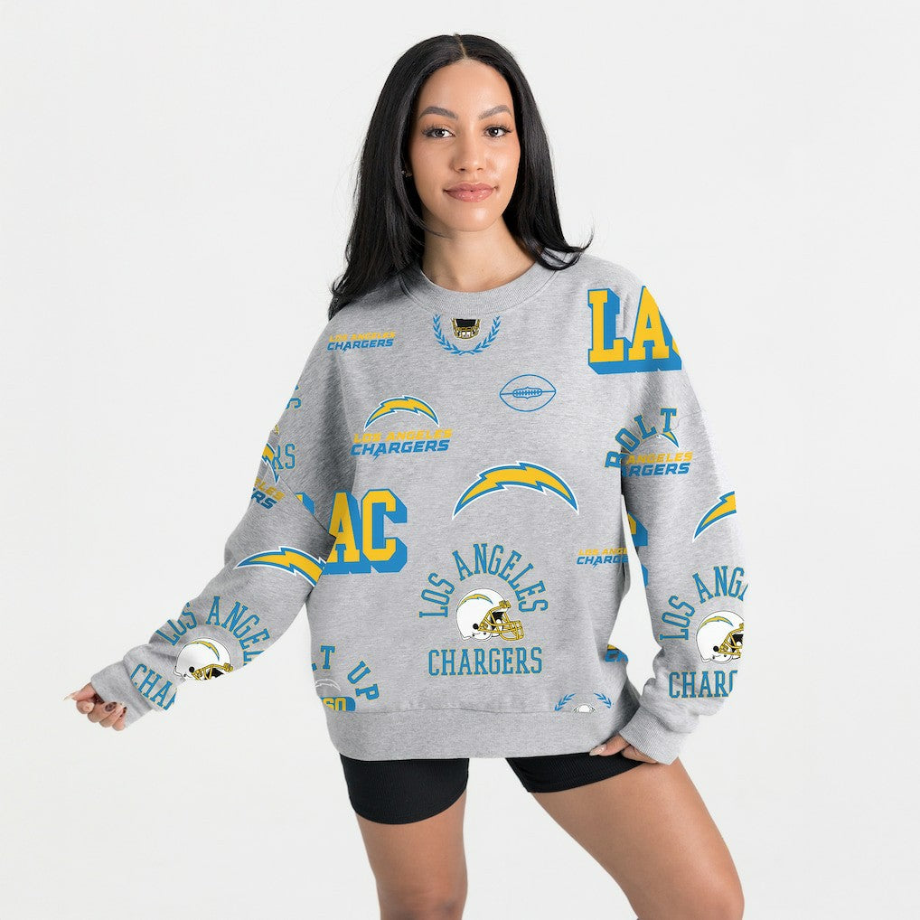 Los Angeles Chargers Gameday Couture Women's Always On Repeat Fleece Sweatshirt Heather Gray