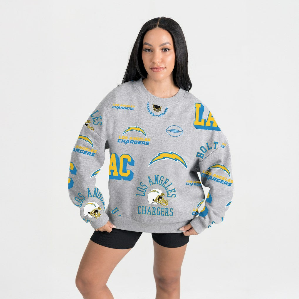 Los Angeles Chargers Gameday Couture Women's Always On Repeat Fleece Sweatshirt Heather Gray