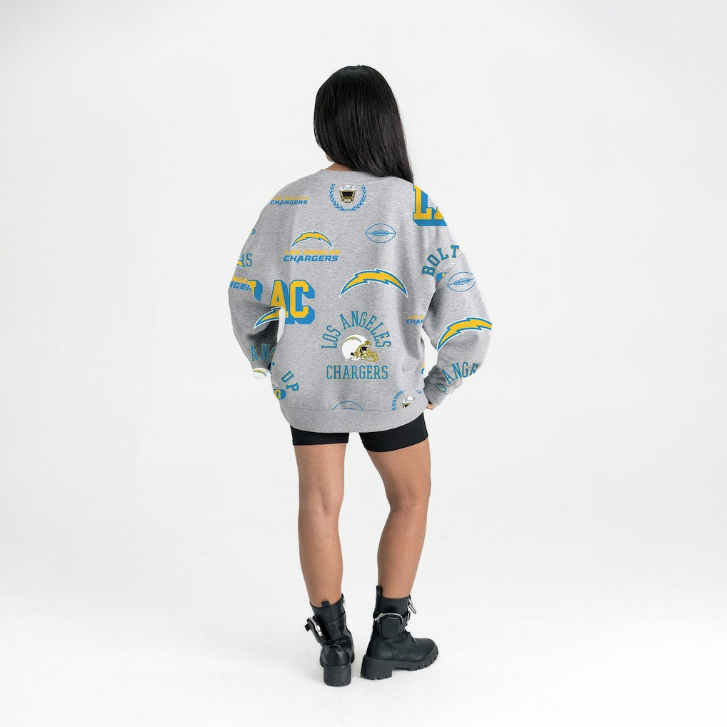 Los Angeles Chargers Gameday Couture Women's Always On Repeat Fleece Sweatshirt Heather Gray